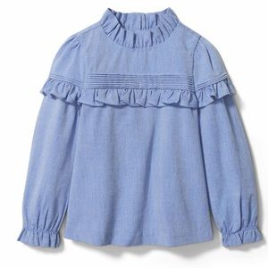 Janie and Jack Girls Oxford Ruffle Top size 7